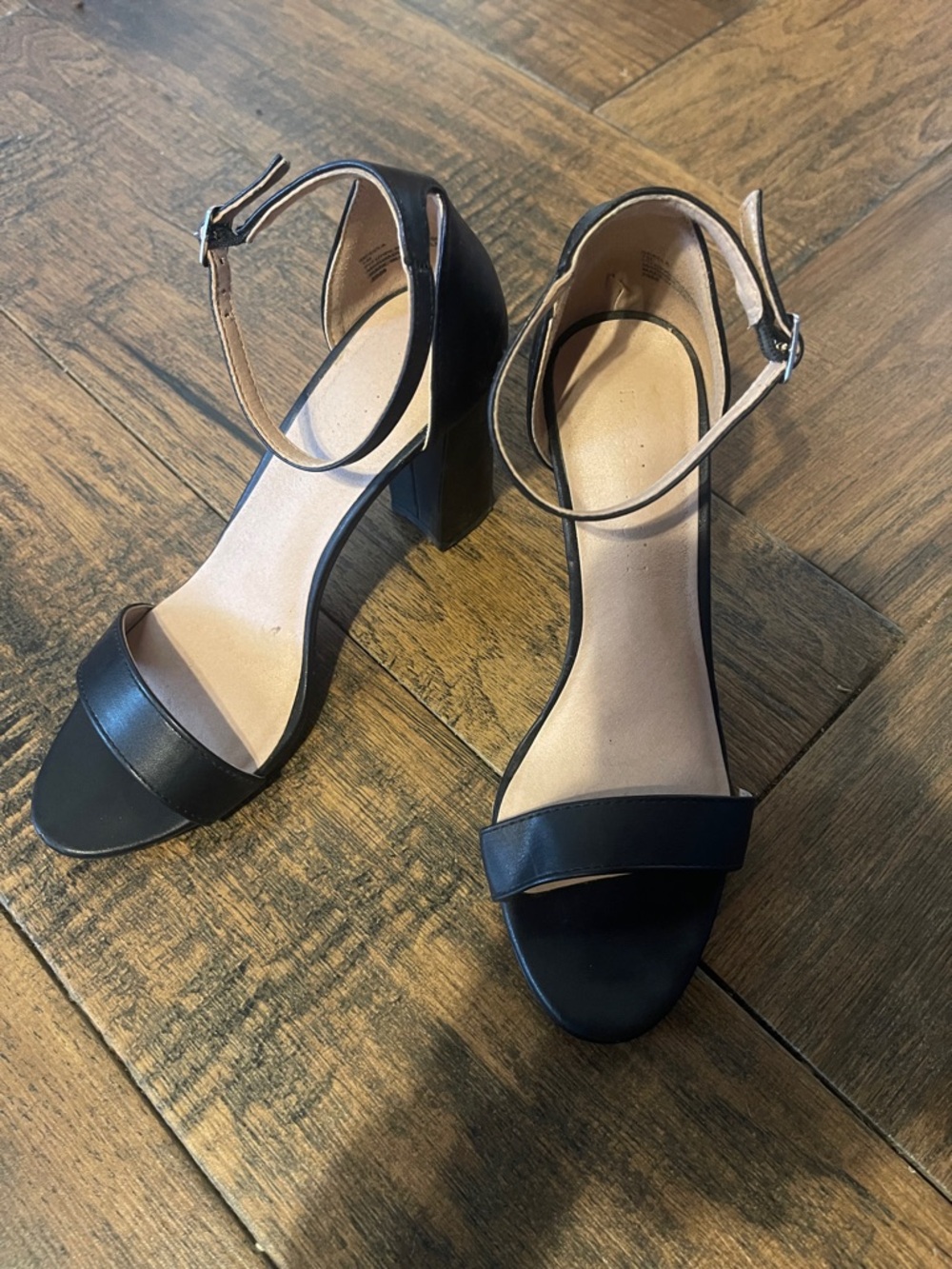 Classic Black Ankle-Strap Block Heel Sandals
